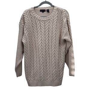 Wainscott Women's Cable Knit Sweater size Medium Fisherman Natural Nautical